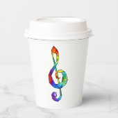 Gobelets En Papier Clé de la musique arc-en-ciel (Recto)