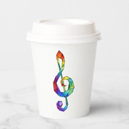 Gobelets En Papier Clé de la musique arc-en-ciel (Recto)