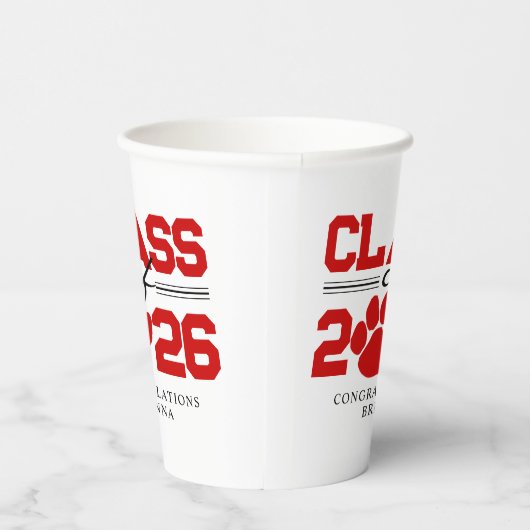 Gobelets En Papier Clé rouge & blanc de la classe de graduation (Droite)