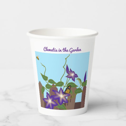 Gobelets En Papier Clematis in the Garden Paper cup (Recto)