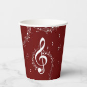 Gobelets En Papier Climacic G Clef Music Rouge (Recto)