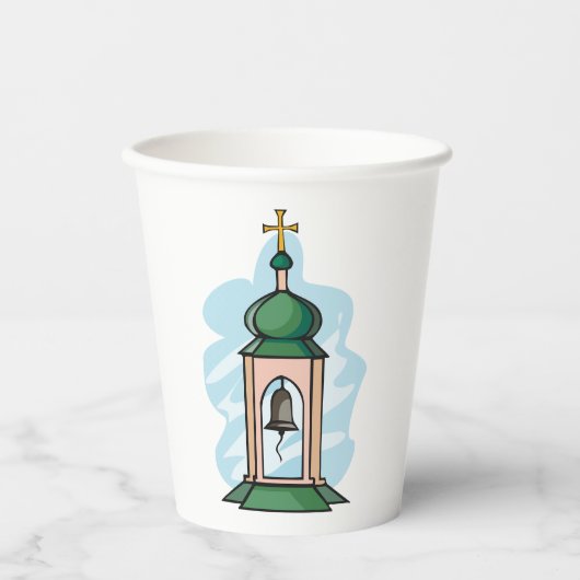 Gobelets En Papier Clocher de l'église orthodoxe rustique (Recto)