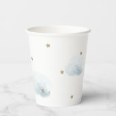 Gobelets En Papier Cloud 9 Blue Clouds & Gold Stars Baby shower garço (Verso)