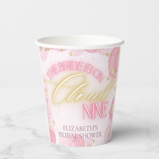 Gobelets En Papier Cloud Neuf 9 brillant rose or Parties scintillant  (Verso)