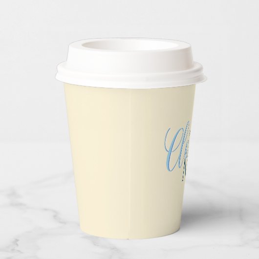 Gobelets En Papier Cloud neuf script bleu nuptiale douche (Droite)
