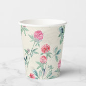 Gobelets En Papier Clover, shamrock sur beige. (Recto)