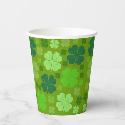 Gobelets En Papier Clovers verts, Lucky Clovers, Saint Patrick's Day (Recto)