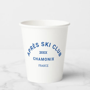 Gobelets En Papier Club Après-Ski Crest de la station de ski bleu hiv