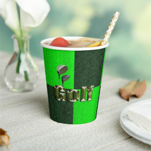 Gobelets En Papier Clubs de golf en mosaïque verte, tasses de papeter