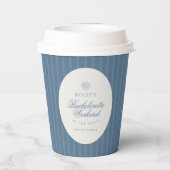 Gobelets En Papier Coastal Blue Stripe Bachelorette (Verso)