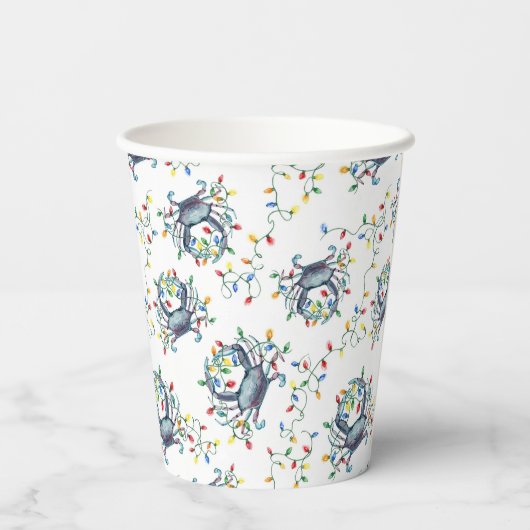 Gobelets En Papier Coastal Crab Christmas Lights (Verso)