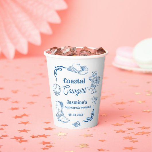Gobelets En Papier Coastère cowgirl Blue Ocean Bachelorette week-end (Insitu)