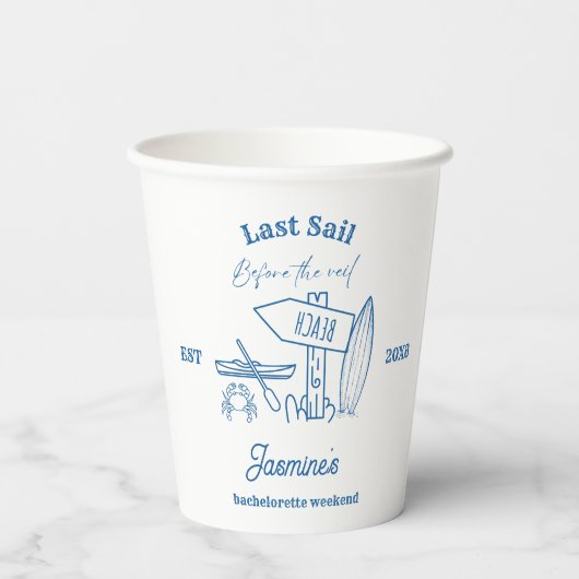 Gobelets En Papier Coastère cowgirl Blue Ocean Bachelorette week-end (Verso)