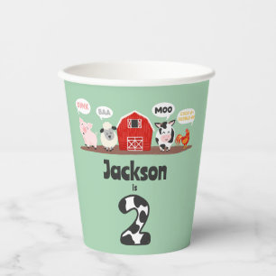 Gobelets En Papier Cochon Bêêê Meuh 2e anniversaire Enfants Animaux d