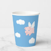 Gobelets En Papier Cochon volant - Cochon mignon avec ailes (Verso)