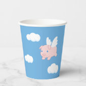 Gobelets En Papier Cochon volant - Cochon mignon avec ailes (Recto)