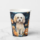 Gobelets En Papier Cockapoo d'Halloween avec citrouilles effrayant (Verso)