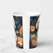 Gobelets En Papier Cockapoo d'Halloween avec citrouilles effrayant (Gauche)