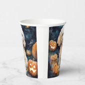 Gobelets En Papier Cockapoo d'Halloween avec citrouilles effrayant (Droite)