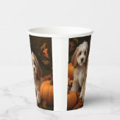 Gobelets En Papier Cockapoo Puppy Citrouille d'automne (Droite)
