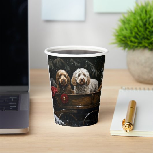 Gobelets En Papier Cockapoo Traîneau enneigé Décoration de Noël (Insitu)