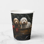 Gobelets En Papier Cockapoo Traîneau enneigé Décoration de Noël (Verso)