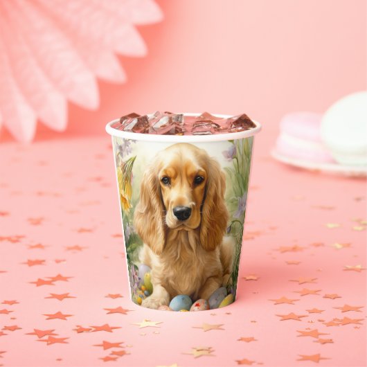 Gobelets En Papier Cocker Spaniel avec œufs de Pâques Vacances (Insitu)
