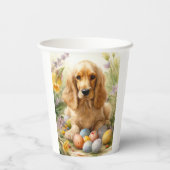 Gobelets En Papier Cocker Spaniel avec œufs de Pâques Vacances (Verso)