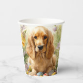 Gobelets En Papier Cocker Spaniel avec œufs de Pâques Vacances (Recto)