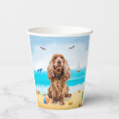 Gobelets En Papier Cocker Spaniel Chien sur la plage (Verso)