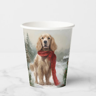 Gobelets En Papier Cocker Spaniel dans la neige à Noël