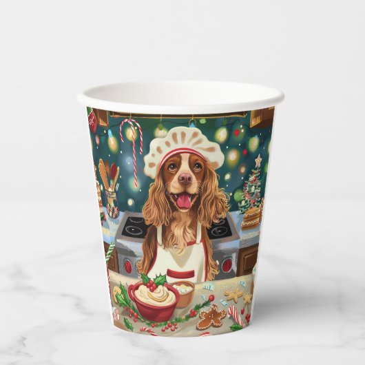 Gobelets En Papier Cocker Spaniel Gîtes : Noël Festif (Recto)