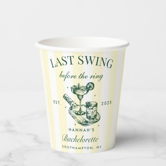 Gobelets En Papier Cocktail Pickleball Bach Vert & Jaune Grandes (Recto)