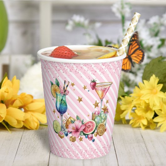 Gobelets En Papier Cocktail rose Parties scintillant bonbons Coupes d