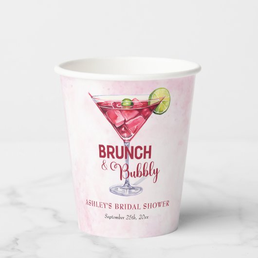 Gobelets En Papier Cocktails Brunch & Bubbly Enterrement de mariage (Recto)