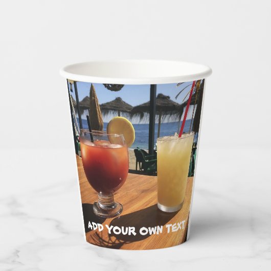 Gobelets En Papier Cocktails by the Sea Custom Text (Verso)