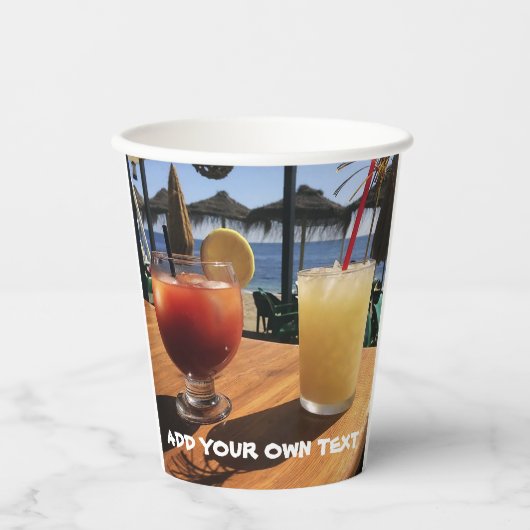 Gobelets En Papier Cocktails by the Sea Custom Text (Recto)
