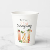 Gobelets En Papier Cocktails d'été modernes 21e fête d'anniversaire (Recto)