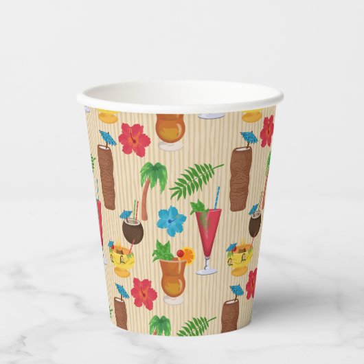 Gobelets En Papier Cocktails Tiki Tropical (Recto)