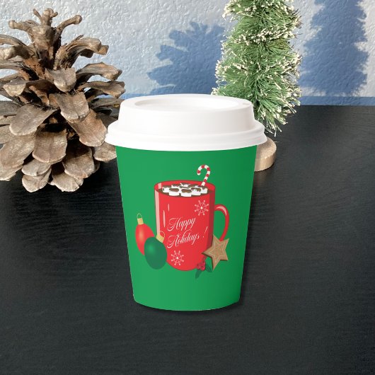 Gobelets En Papier Cocoa Mug Green Holiday Paper Cup