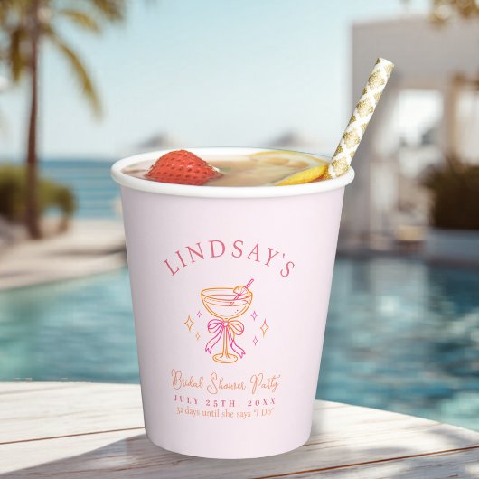 Gobelets En Papier Coctail Bridal Shower Pink