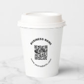 Gobelets En Papier Code QR avec nom d'entreprise Texte circulaire gra (Recto)