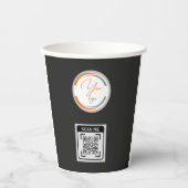Gobelets En Papier Code QR Logo Simple Entreprise Noir (Recto)