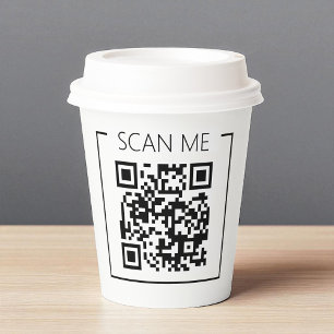 Gobelets En Papier Code QR minimaliste Scannez-Moi Entreprise