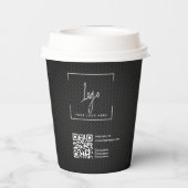 Gobelets En Papier Code QR noir élégant Logo d'affaires minimal (Verso)
