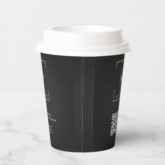 Gobelets En Papier Code QR noir élégant Logo d'affaires minimal (Droite)