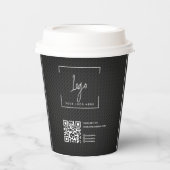 Gobelets En Papier Code QR noir élégant Logo d'affaires minimal (Recto)