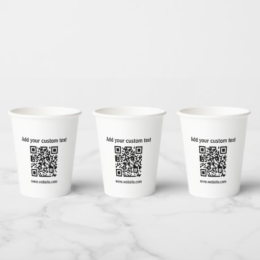 Gobelets En Papier Code Qr personnalisé café minimaliste blanc (Multi)