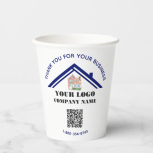 Gobelets En Papier Code QR personnalisé du logo du Merci d'affaires