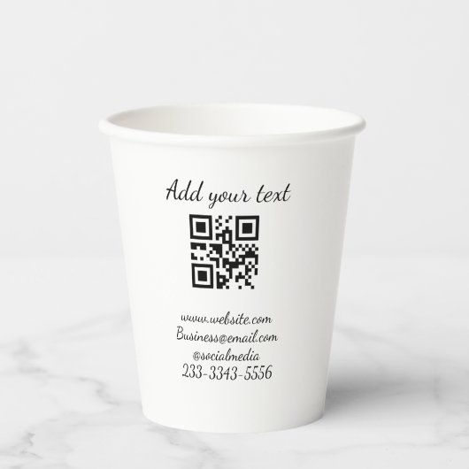 Gobelets En Papier code QR personnalisé simple ajouter votre nom text (Recto)